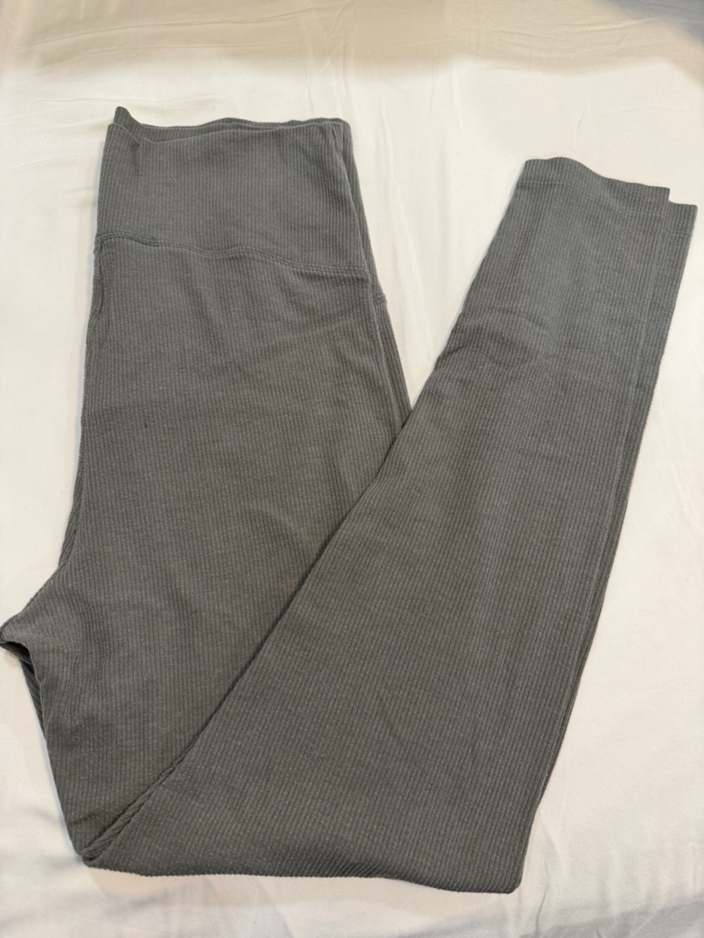 Ribbed Gray Maternity Leggings - Stretchy High Waist